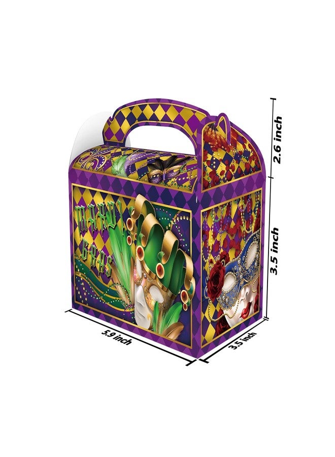 CPTBAG 12 Pack Mardi Gras Party Favors Boxes Carnival Parade Masquerade Candy Goodie Boxes Mardi Gras Feather Face Masks Pattern Gift Treat Boxes for New Orleans Birthday Party Decorations - Image 3